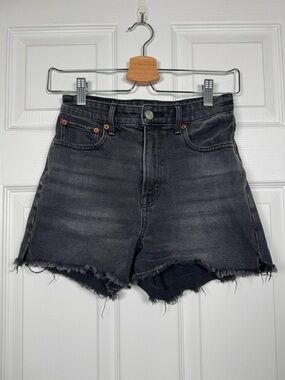 American Eagle 90s Boyfriend Shorts Black High Rise Distressed 00